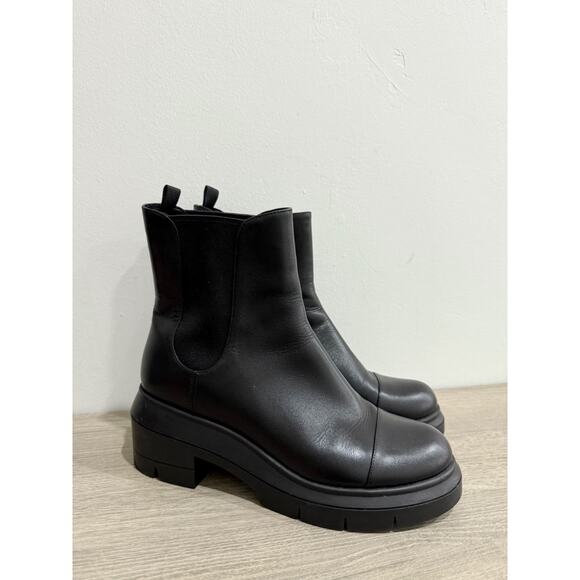 Stuart Weitzman Norah Chunky Lug Sole Ankle Chelsea Boots Black Women's Size 9.5 - Picture 5 of 8